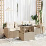 vidaXL 5-delige Loungeset met kussens poly rattan zwart