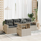 vidaXL 5-delige Loungeset met kussens poly rattan zwart