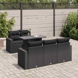 vidaXL 6-delige Loungeset met kussens poly rattan zwart