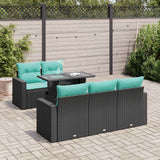vidaXL 6-delige Loungeset met kussens poly rattan acacia zwart