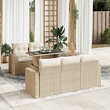 vidaXL 6-delige Loungeset met kussens poly rattan zwart