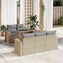 vidaXL 6-delige Loungeset met kussens poly rattan zwart