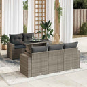 vidaXL 6-delige Loungeset met kussens poly rattan zwart