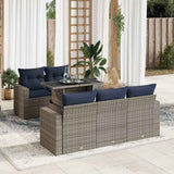 vidaXL 6-delige Loungeset met kussens poly rattan acacia zwart