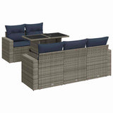 vidaXL 6-delige Loungeset met kussens poly rattan acacia zwart