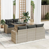 vidaXL 6-delige Loungeset met kussens poly rattan zwart