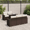 vidaXL 6-delige Loungeset met kussens poly rattan zwart