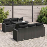 vidaXL 7-delige Loungeset met kussens poly rattan zwart