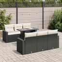 vidaXL 7-delige Loungeset met kussens poly rattan zwart