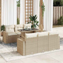 vidaXL 7-delige Loungeset met kussens poly rattan zwart