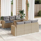 vidaXL 7-delige Loungeset met kussens poly rattan zwart