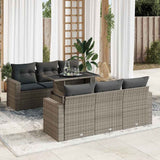vidaXL 7-delige Loungeset met kussens poly rattan zwart