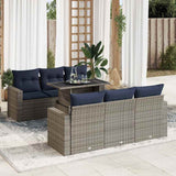 vidaXL 7-delige Loungeset met kussens poly rattan acacia zwart