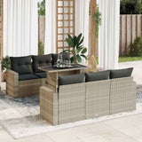 vidaXL 7-delige Loungeset met kussens poly rattan zwart