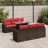 vidaXL 7-delige Loungeset met kussens poly rattan acacia zwart