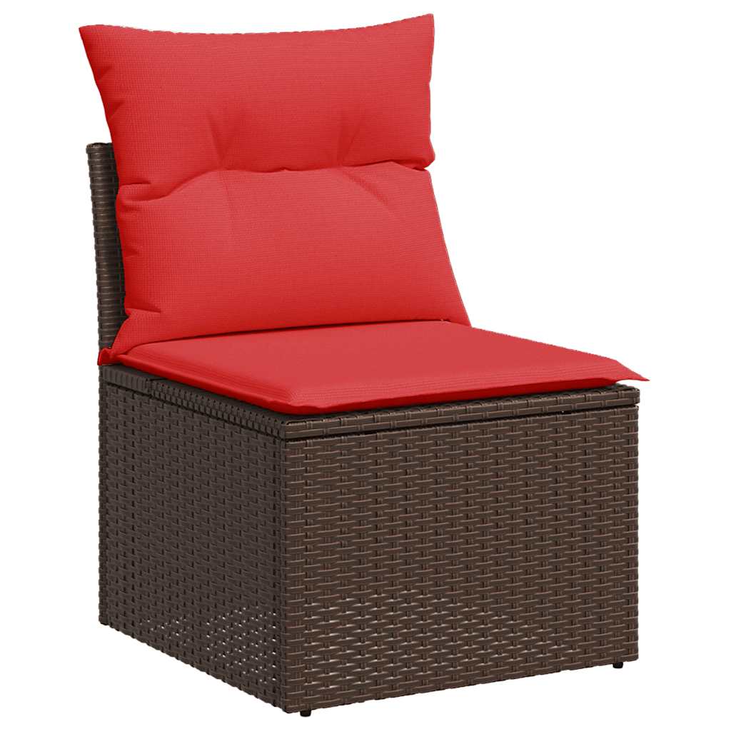 vidaXL 7-delige Loungeset met kussens poly rattan acacia zwart