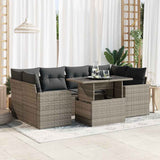 vidaXL 7-delige Loungeset met kussens poly rattan zwart