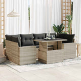 vidaXL 7-delige Loungeset met kussens poly rattan zwart