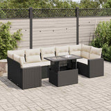 vidaXL 8-delige Loungeset met kussens poly rattan zwart