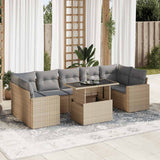 vidaXL 8-delige Loungeset met kussens poly rattan zwart