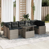 vidaXL 8-delige Loungeset met kussens poly rattan zwart