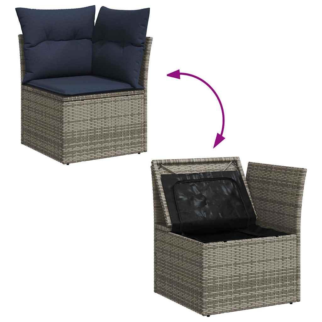 vidaXL 8-delige tuinbankset met kussens, zwart polyrotan
