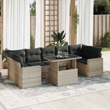 vidaXL 8-delige Loungeset met kussens poly rattan zwart