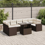 vidaXL 8-delige Loungeset met kussens poly rattan zwart