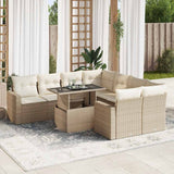vidaXL 9-delige Loungeset met kussens poly rattan zwart