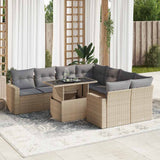 vidaXL 9-delige Loungeset met kussens poly rattan zwart
