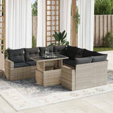 vidaXL 9-delige Loungeset met kussens poly rattan zwart