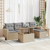 vidaXL 6-delige Loungeset met kussens poly rattan zwart