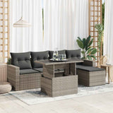 vidaXL 6-delige Loungeset met kussens poly rattan zwart
