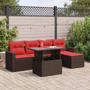 vidaXL 6-Piece Garden Sofa Set with Cushions Black Poly Rattan