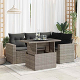 vidaXL 5-delige Loungeset met kussens poly rattan zwart