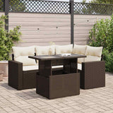 vidaXL 5-delige Loungeset met kussens poly rattan zwart