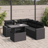 vidaXL 6-delige Loungeset met kussens poly rattan zwart