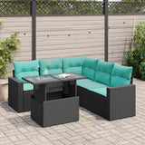 vidaXL 6-Piece Garden Sofa Set with Cushions Black Poly Rattan