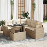 vidaXL 6-delige Loungeset met kussens poly rattan zwart