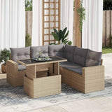 vidaXL 6-delige Loungeset met kussens poly rattan zwart