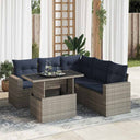 vidaXL 6-Piece Garden Sofa Set with Cushions Black Poly Rattan