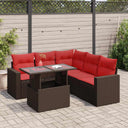 vidaXL 6-Piece Garden Sofa Set with Cushions Black Poly Rattan
