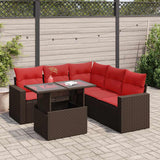 vidaXL 6-Piece Garden Sofa Set with Cushions Black Poly Rattan