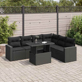 vidaXL 7-delige Loungeset met kussens poly rattan zwart