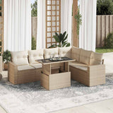 vidaXL 7-delige Loungeset met kussens poly rattan zwart