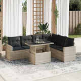 vidaXL 7-delige Loungeset met kussens poly rattan zwart
