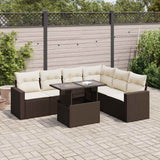 vidaXL 7-delige Loungeset met kussens poly rattan zwart