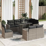 vidaXL 9-delige Loungeset met kussens poly rattan zwart