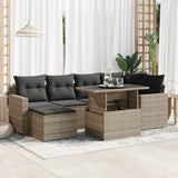 vidaXL 7-delige Loungeset met kussens poly rattan zwart
