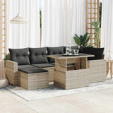 vidaXL 7-delige Loungeset met kussens poly rattan zwart